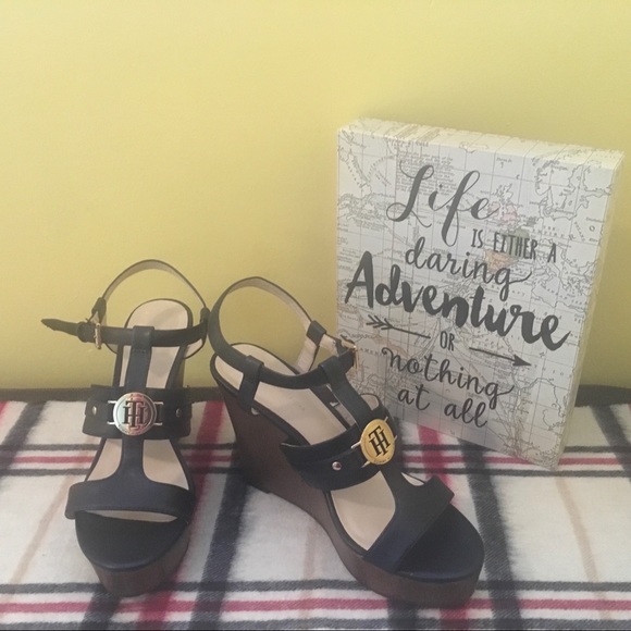 Tommy Hilfiger Shoes - Tommy Hilfiger Black Wedges Size 7 1/2